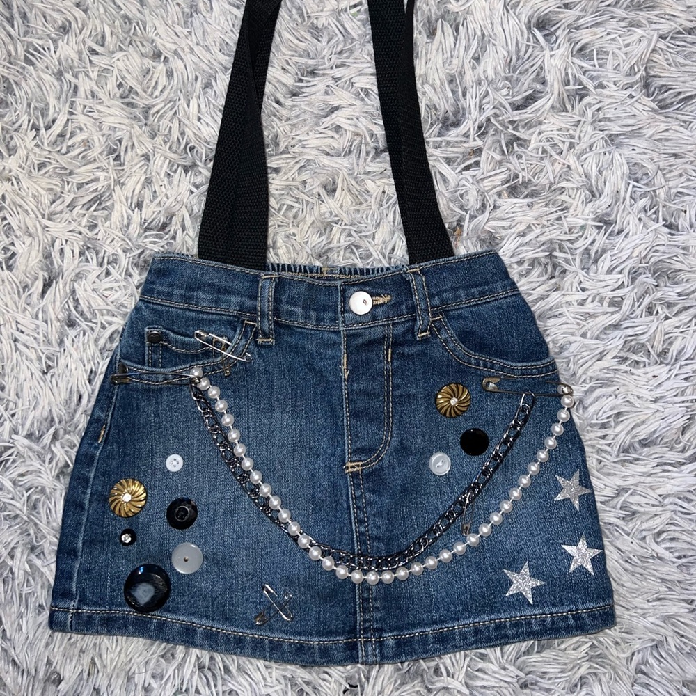 Handmade purse glam rock grunge Denim Shoulder Bag